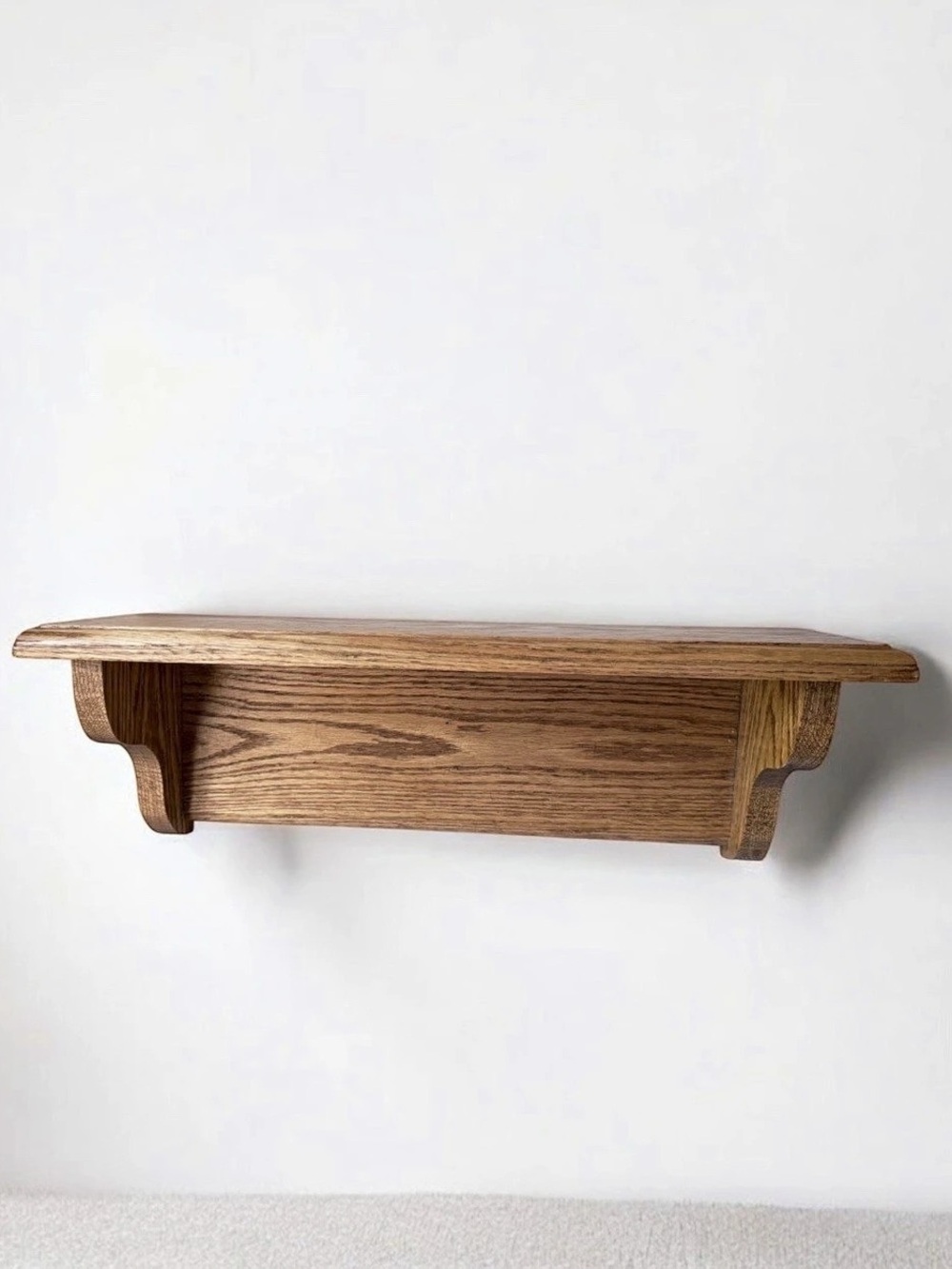 Vintage Solid Oak Wall Shelf 20" Rustic Farmhouse Wood Display Floating Ledge